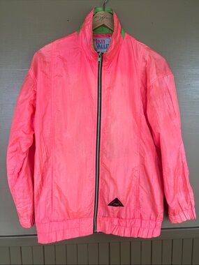 Misty Valley Neon Pink Nylon Shell Zip Jacket Vintage 90’s Medium